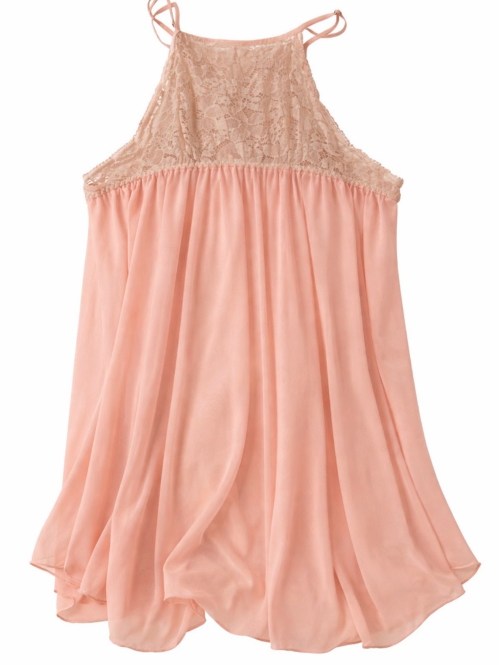 Delicate Lace-Trim Peach Chemise Slip